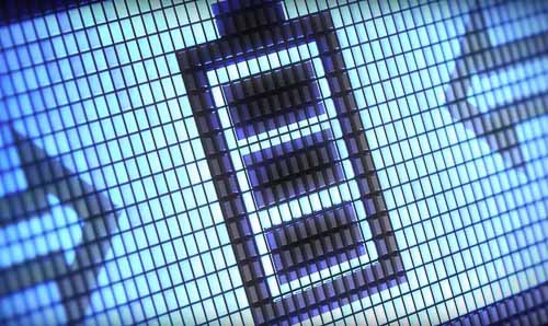 close up of a battery charging icon