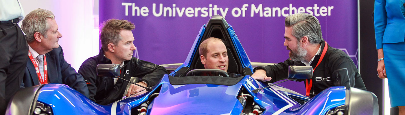 The Duke of Cambridge in a graphene F1 car