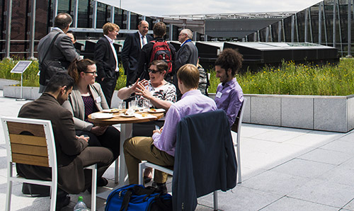 Staff and partners on the NGI roof terrace